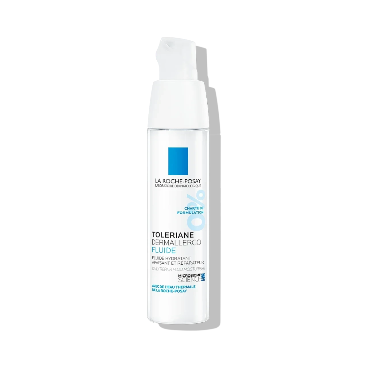 Lumina Pharmacy La Roche-Posay Toleriane Dermallergo Fluid 40ml for sensitive skin in a white pump bottle