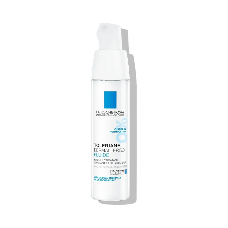 Lumina Pharmacy La Roche-Posay Toleriane Dermallergo Fluid 40ml for sensitive skin in a white pump bottle