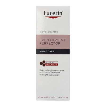 Lumina Pharmacy Eucerin Even Pigment Perfector night cream box for reducing dark spots and evening skin tone.