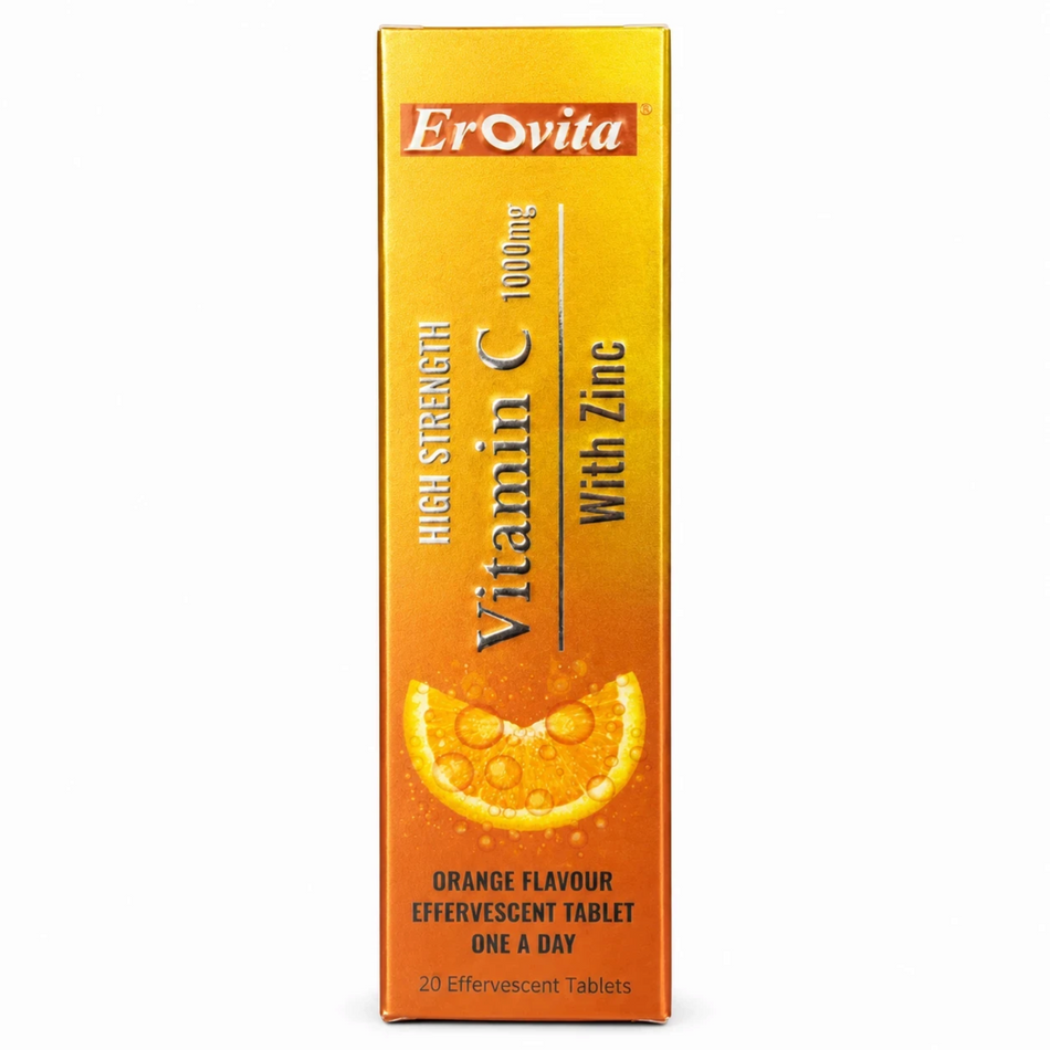 Erovita Vitamin C 1000mg + Zinc Effervescent Tablets 20’s
