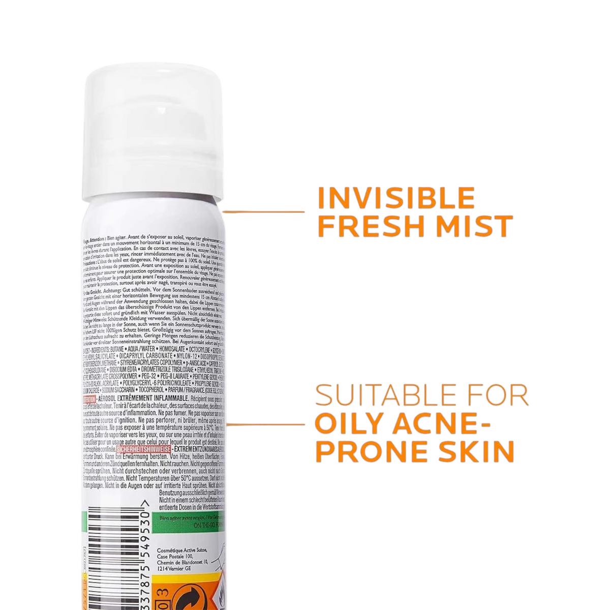 Lumina Pharmacy La Roche-Posay Anthelios anti-shine invisible sunscreen mist for oily acne-prone skin in 75ml bottle