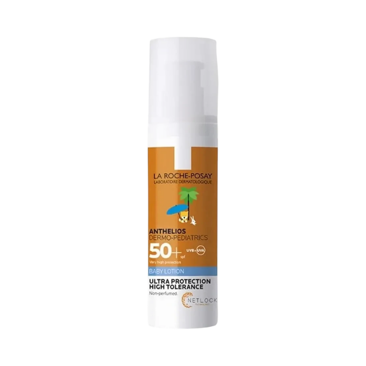 Lumina Pharmacy La Roche-Posay Anthelios Baby Lotion SPF50+ 50ml for sensitive skin in a white pump bottle.