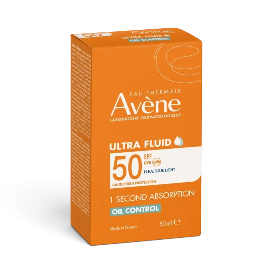 Lumina Pharmacy Avène Ultra Fluid Oil Control SPF50 sunscreen box for oily and sensitive skin