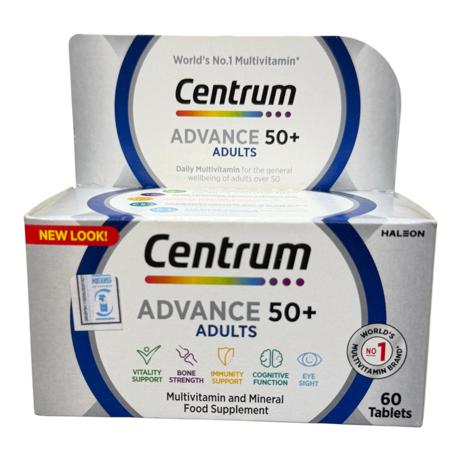 Lumina Pharmacy Centrum Advance 50+ Adults multivitamin tablets box with 60 tablets for daily health support