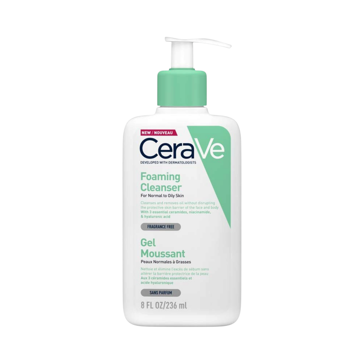 Lumina Pharmacy CeraVe Foaming Facial Cleanser 236ml bottle for normal to oily skin with pump dispenser