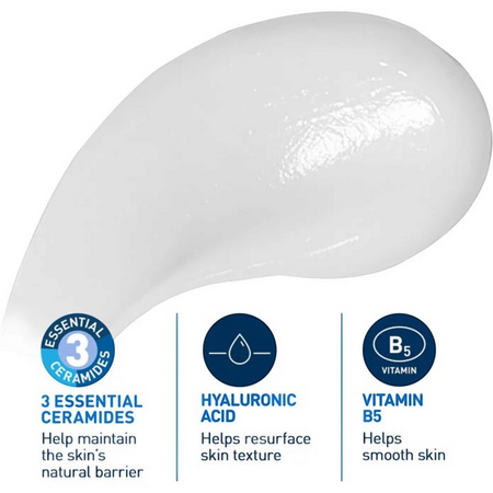 Lumina Pharmacy CeraVe Hydrating Hyaluronic Acid Serum texture swatch showing lightweight white cream formula