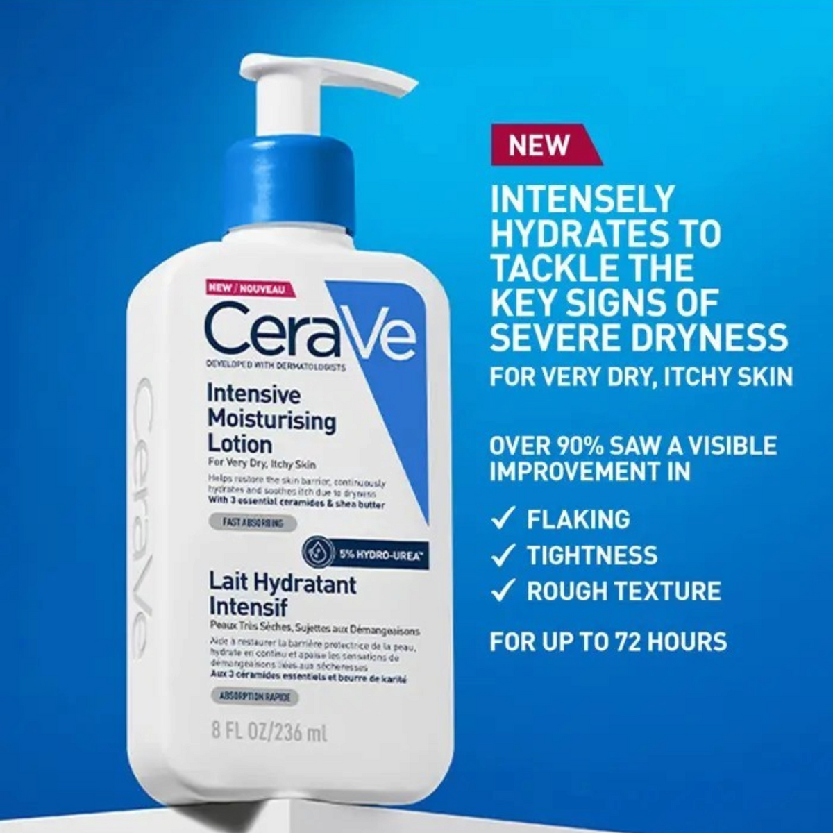 Lumina Pharmacy CeraVe Intensive Moisturizing Lotion 236ml bottle for very dry, itchy skin with pump dispenser.