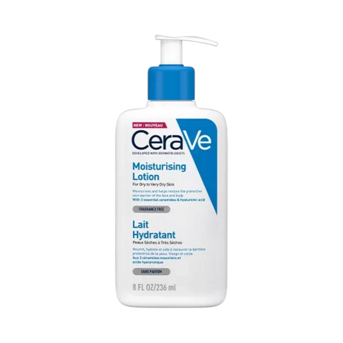 Lumina Pharmacy CeraVe Daily Moisturising Lotion 236ml with pump dispenser for face and body hydration.