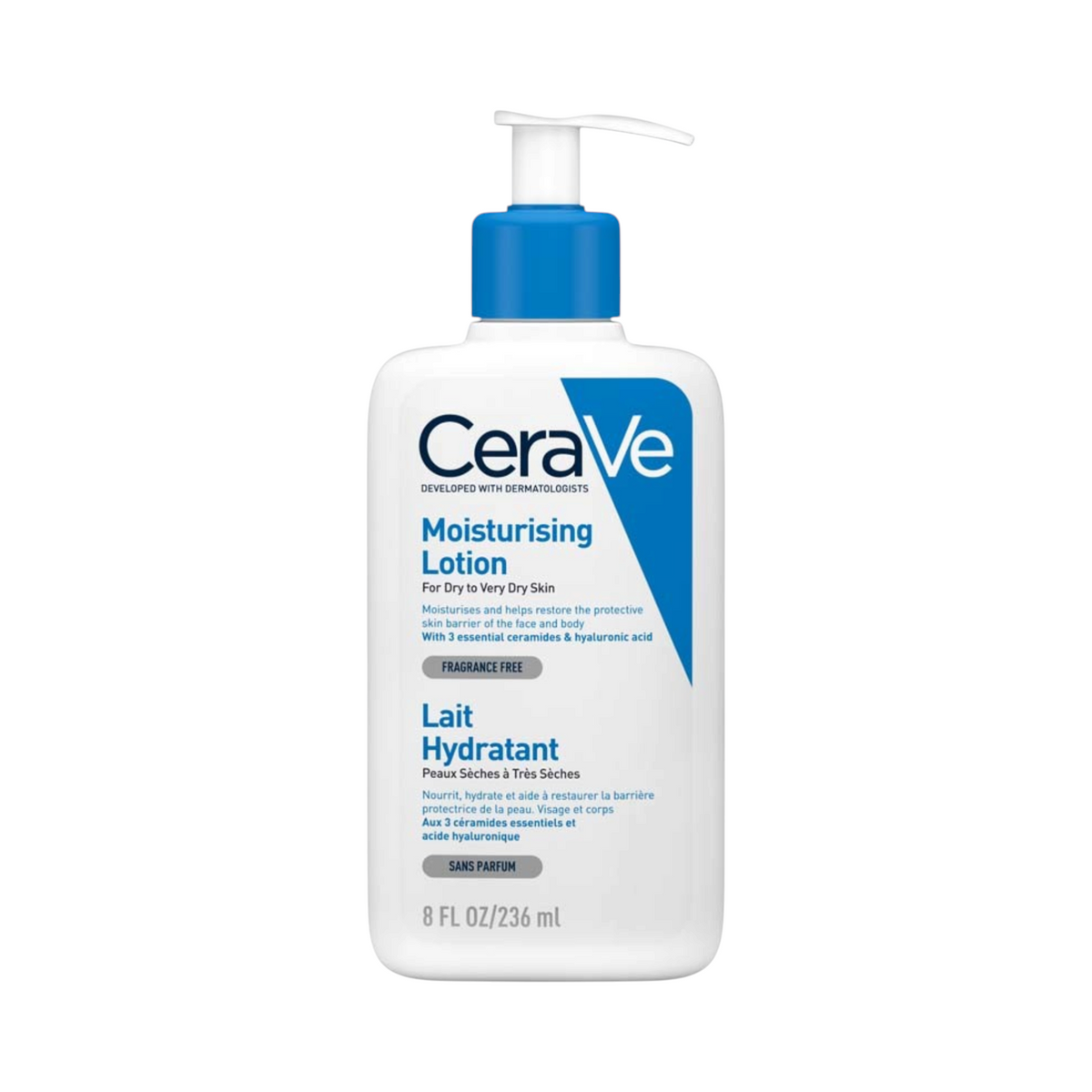 Lumina Pharmacy CeraVe Daily Moisturising Lotion 236ml with pump dispenser for face and body hydration.