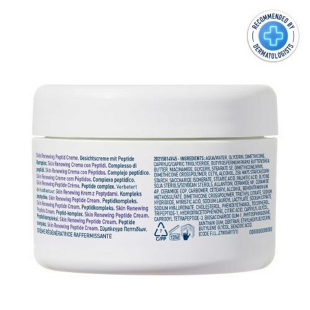 Lumina Pharmacy CeraVe Skin Renewing Peptide Cream jar showing ingredient list and dermatologist recommended seal