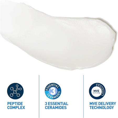 Lumina Pharmacy CeraVe Skin Renewing Peptide Cream texture swatch showing a smooth white anti-ageing moisturiser