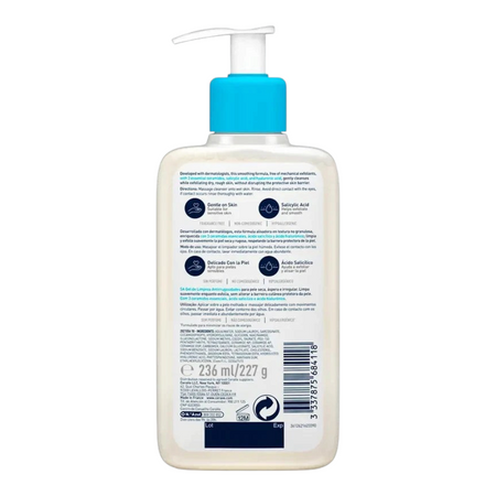 Back view of Lumina Pharmacy CeraVe SA Smoothing Cleanser bottle showing ingredients and usage instructions