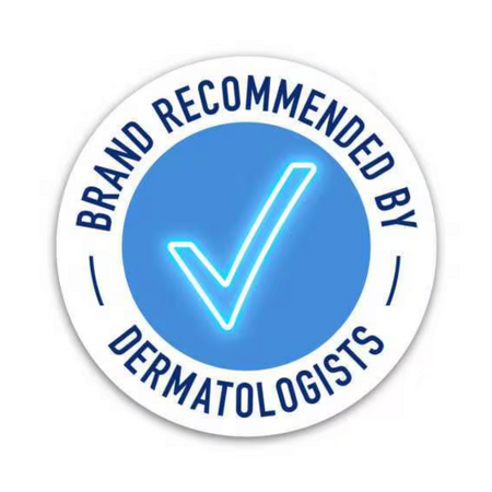 Lumina Pharmacy brand recommended by dermatologists blue circular badge with a white checkmark