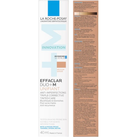Lumina Pharmacy La Roche-Posay Effaclar Duo+M Unifiant medium shade tinted corrective moisturizer 40ml tube packaging