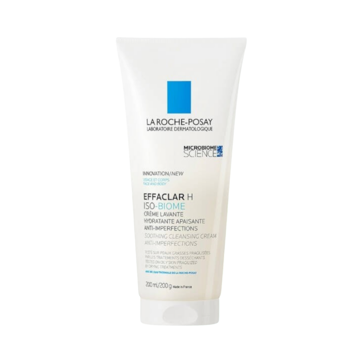Lumina Pharmacy La Roche-Posay Effaclar H Iso-Biome soothing cleansing cream in a 200ml white squeeze tube