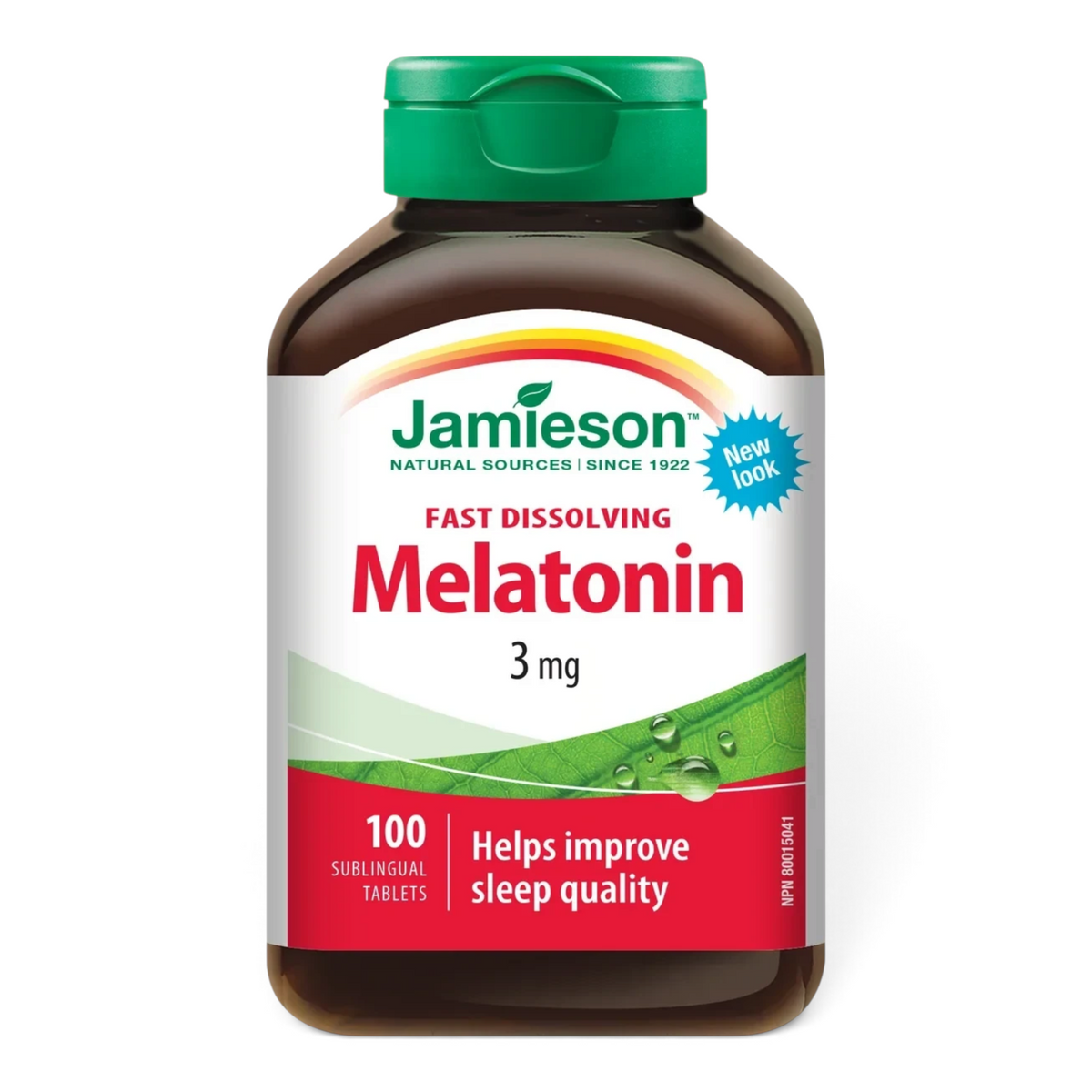 Lumina Pharmacy Jamieson Melatonin 3mg fast dissolving sleep aid tablets in a 100 count bottle with green cap