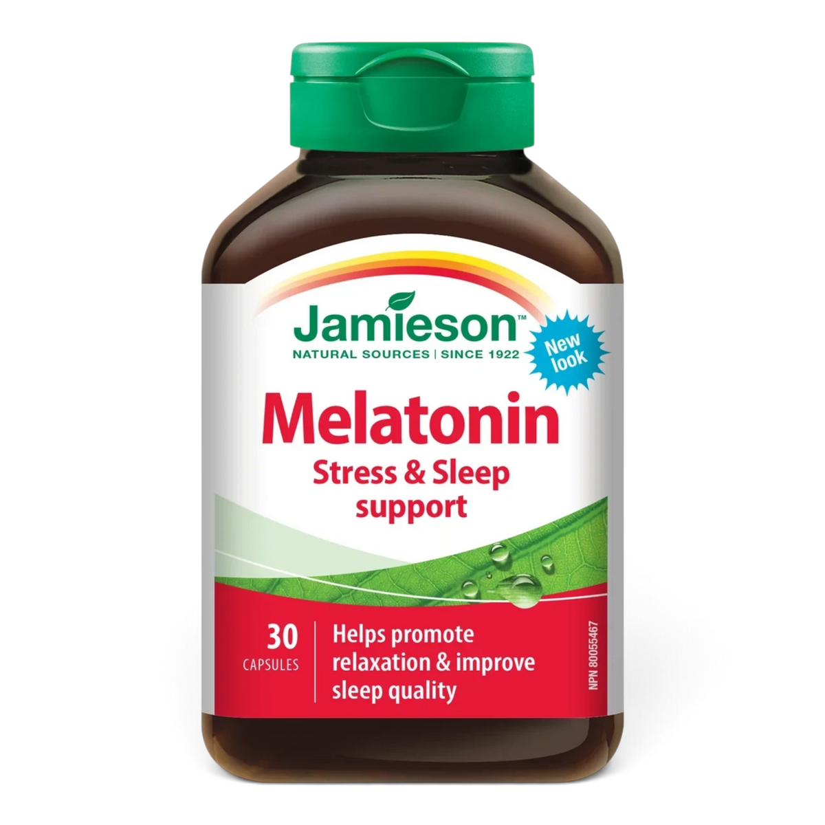 Lumina Pharmacy Jamieson Melatonin 3mg sleep support supplement bottle with green cap and white label