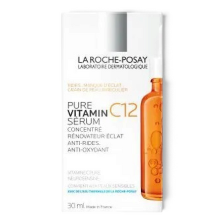 Lumina Pharmacy La Roche-Posay Pure Vitamin C12 Serum 30ml bottle in white packaging for brightening dull skin