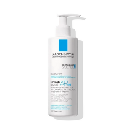 Lumina Pharmacy La Roche-Posay Lipikar Baume AP+M 400ml pump bottle for dry, sensitive, and eczema-prone skin.