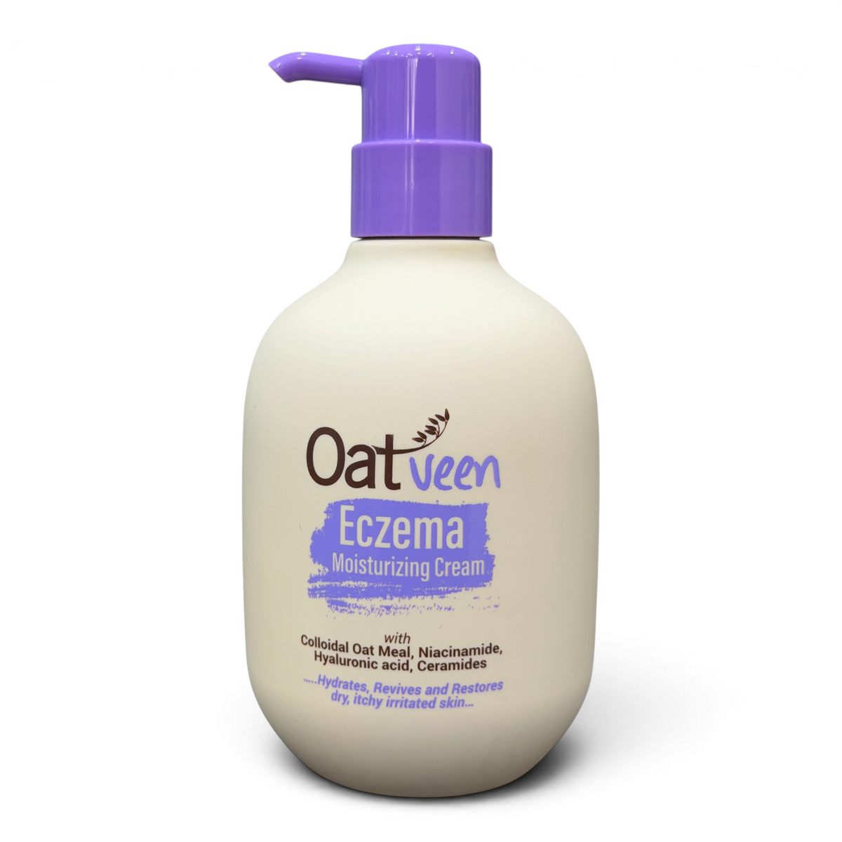 Lumina Pharmacy Oatveen Eczema Moisturizing Cream in a 400ml pump bottle for dry, itchy, and irritated skin.